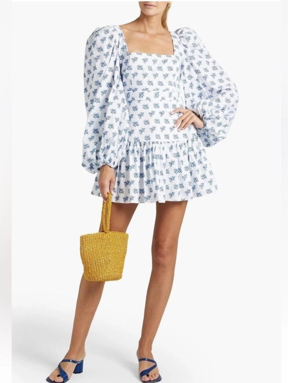 Caroline Constas Julian Toile Floral Square-Neck Mini Dress